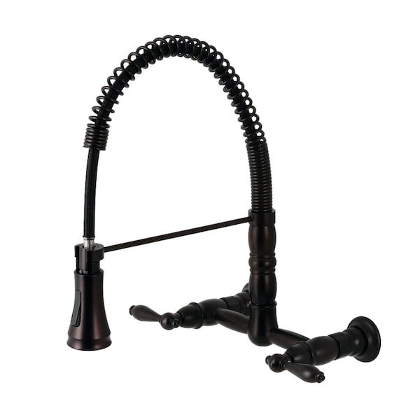 Gourmetier Heritage 2-Handle Wall-Mount Pull-Down Sprayer Kitchen Faucet, Bronze GS1245AL - main
